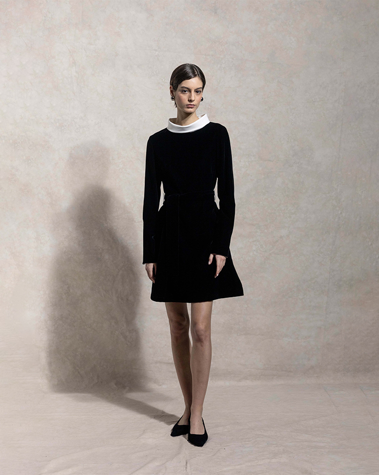 HEPBURN 长袖丝绒赫本裙