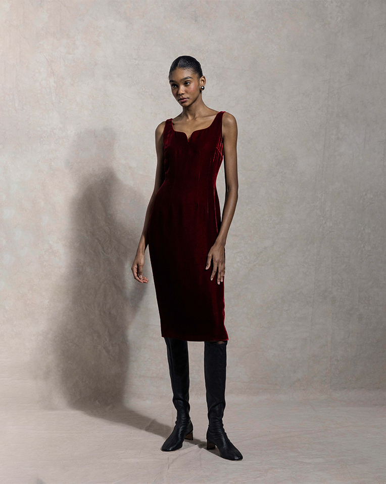 TUBINO 红丝绒连衣裙