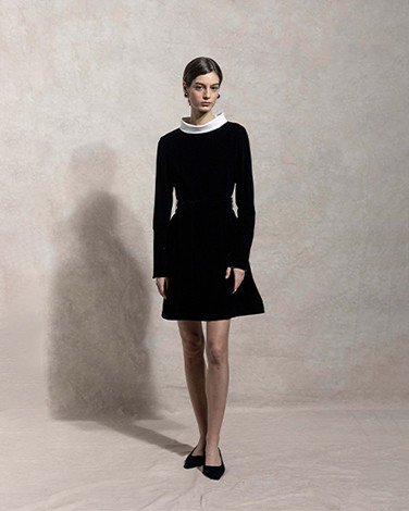 HEPBURN长袖丝绒赫本裙