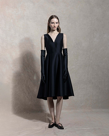 TULIP黑色丝毛礼服裙